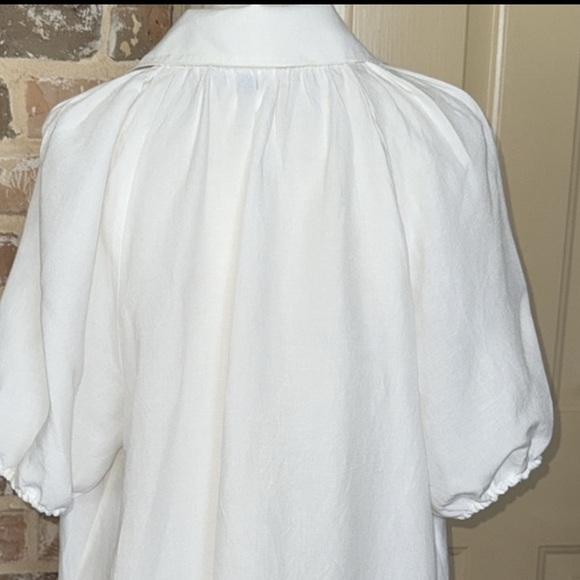 Antonio Melani Linen Blend Button Up Blouse Pouf Short Sleeve Sz XL - Picture 12 of 14